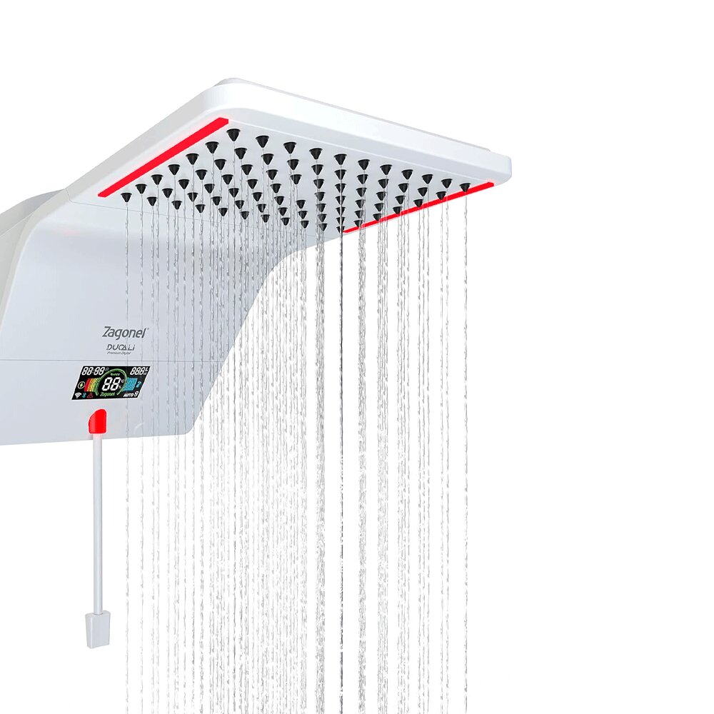 Ducha eletrônica com design moderno em funcionamento